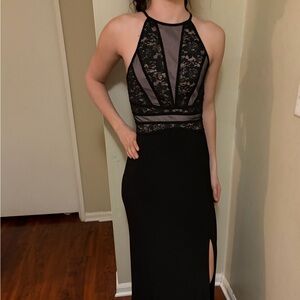 Morgan & Co. Black Lace Backless Dress